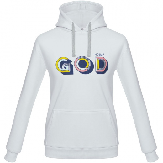 Толстовка с капюшоном «Новый GOD», белая в Екатеринбурге